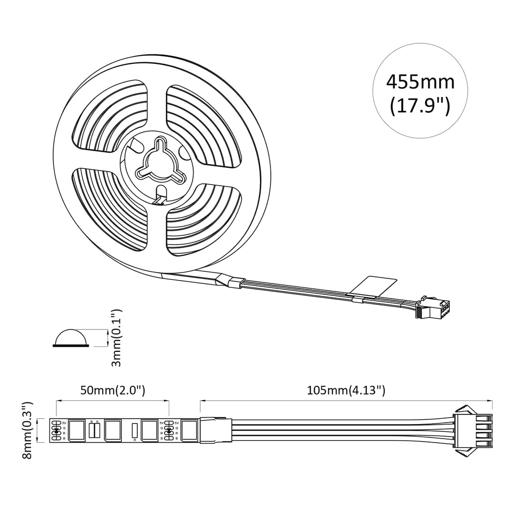LED Band 2 Pcs Svart och Transparent 350 Mm Koppar och Plast