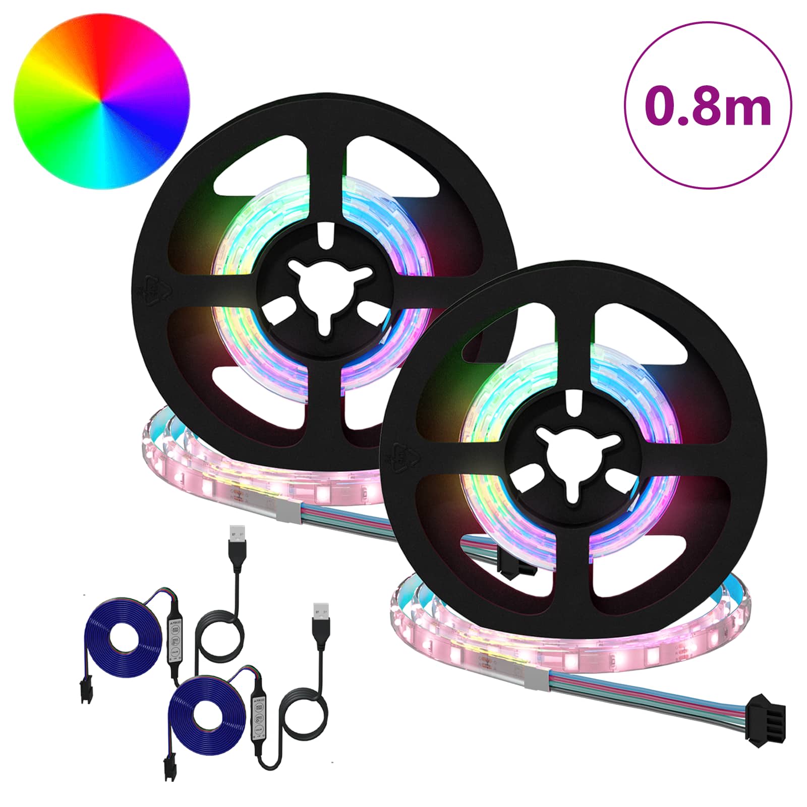 LED Band 2 Pcs Svart och Transparent 400 Mm Koppar och Plast