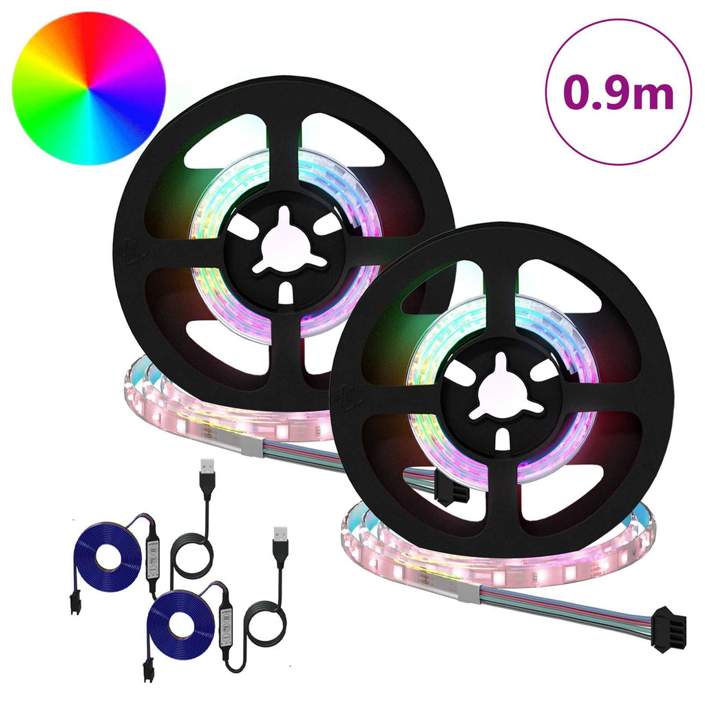 LED Band 2 Pcs Svart och Transparent 450 Mm Koppar och Plast