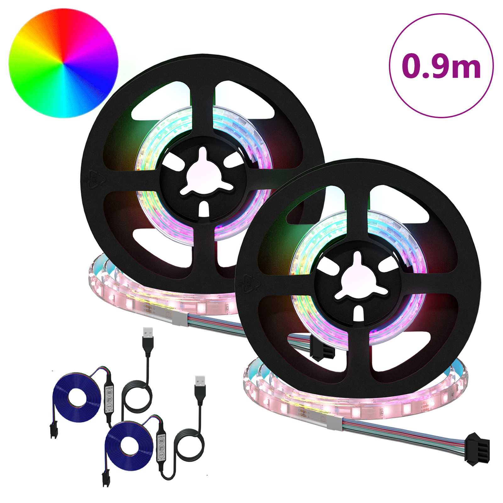 LED Band 2 Pcs Svart och Transparent 450 Mm Koppar och Plast