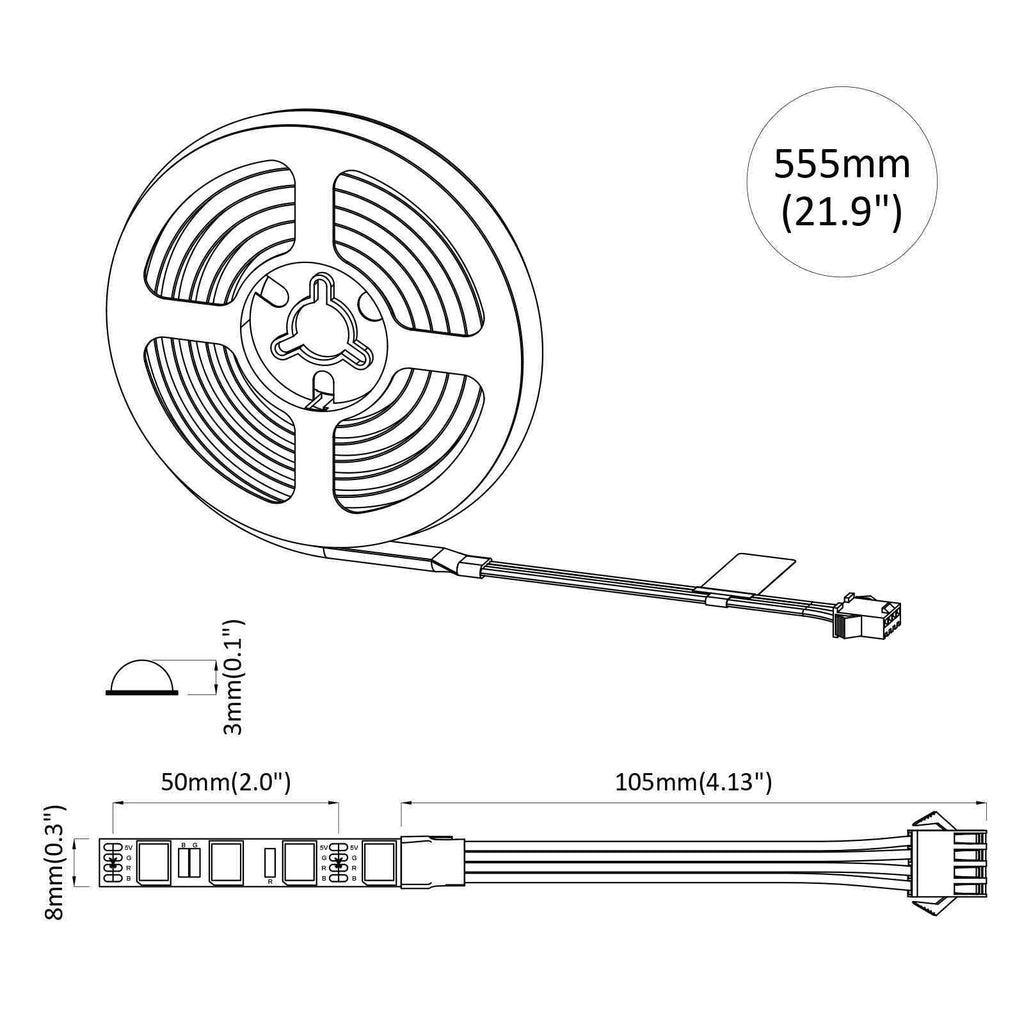 LED Band 2 Pcs Svart och Transparent 550 Mm Koppar och Plast