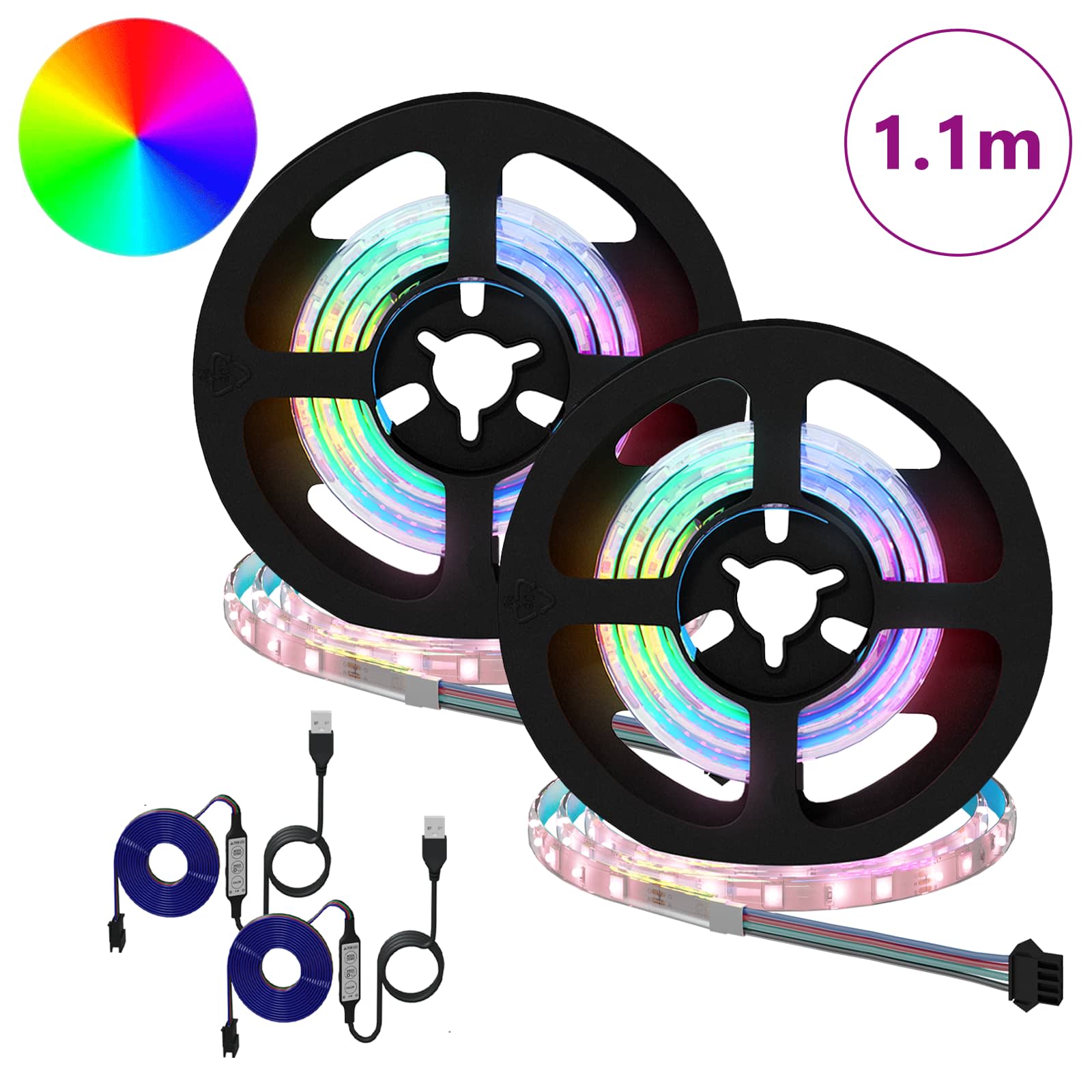 LED Band 2 Pcs Svart och Transparent 550 Mm Koppar och Plast