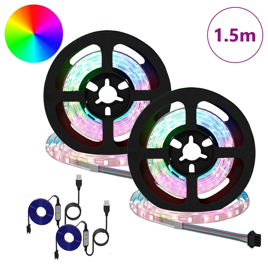 LED Band 2 Pcs Svart och Transparent 750 Mm Koppar och Plast