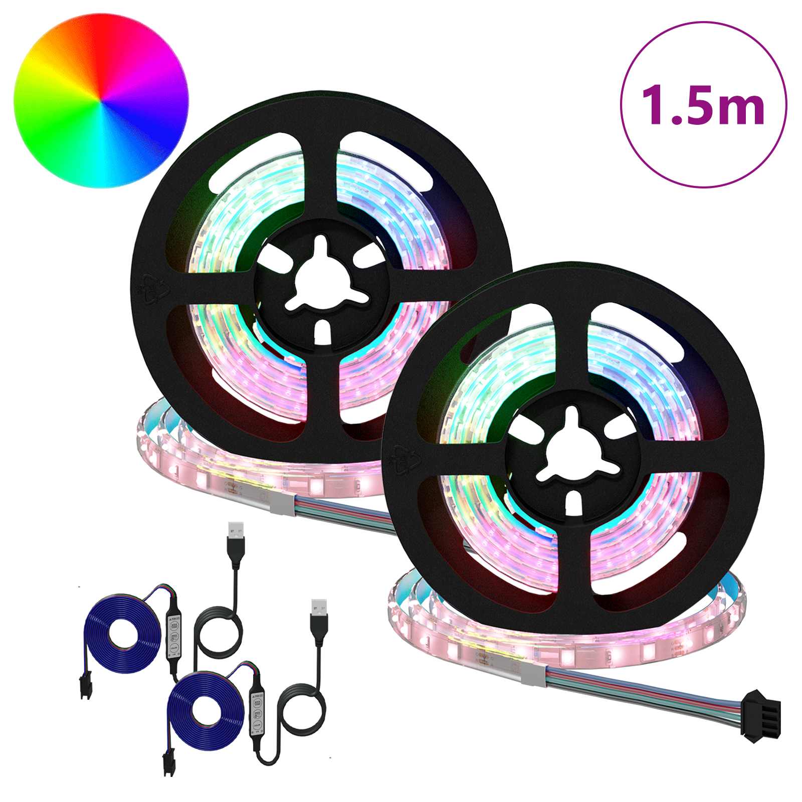 LED Band 2 Pcs Svart och Transparent 750 Mm Koppar och Plast
