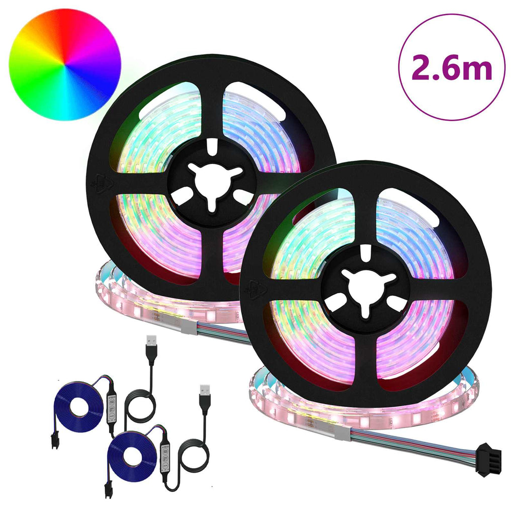LED Band 2 Pcs Svart och Transparent 1300 Mm Koppar och Plast