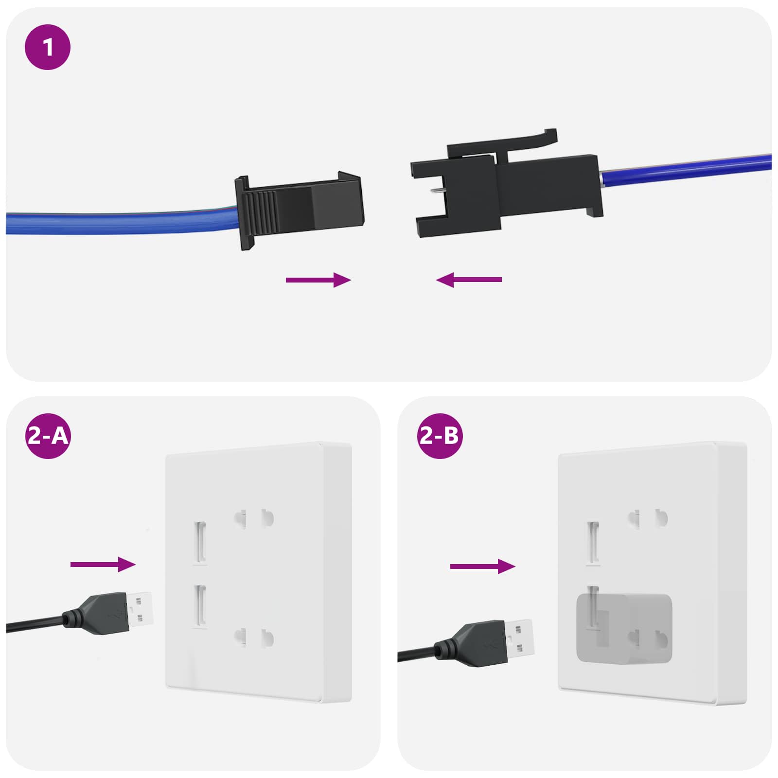 LED Band 2 Pcs Svart och Transparent 1700 Mm Koppar och Plast