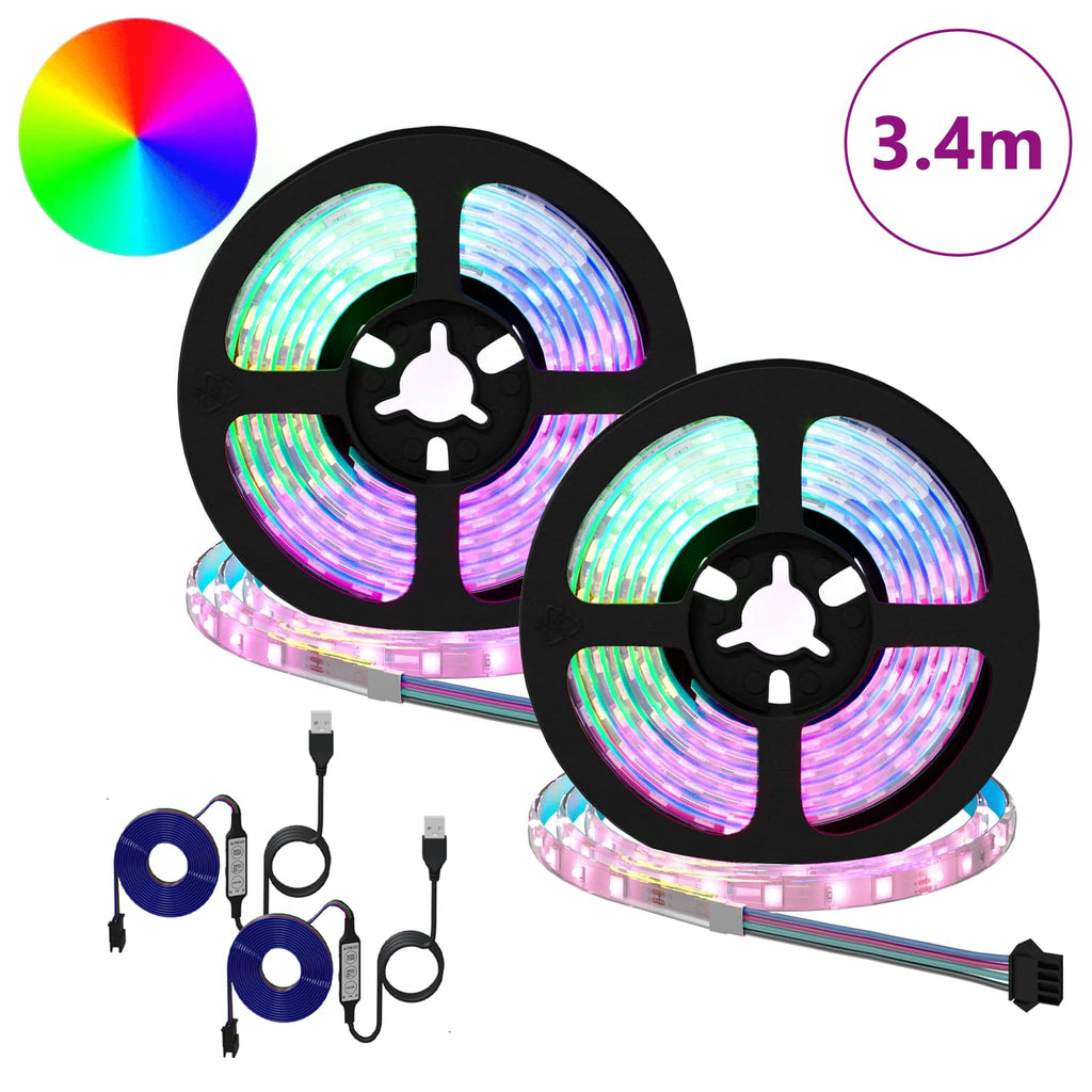 LED Band 2 Pcs Svart och Transparent 1700 Mm Koppar och Plast