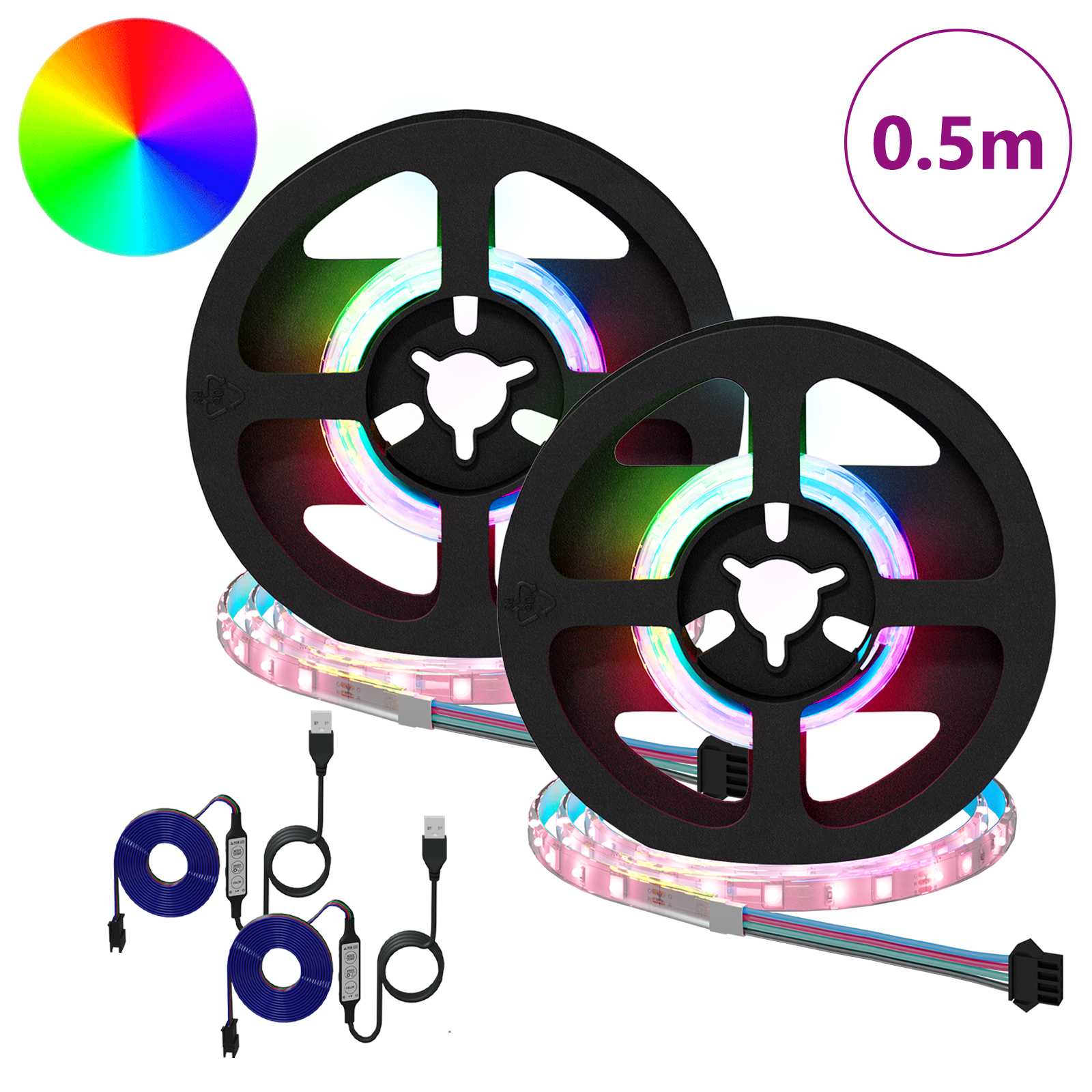 LED Band 2 Pcs Svart och Transparent 250 Mm Koppar och Plast