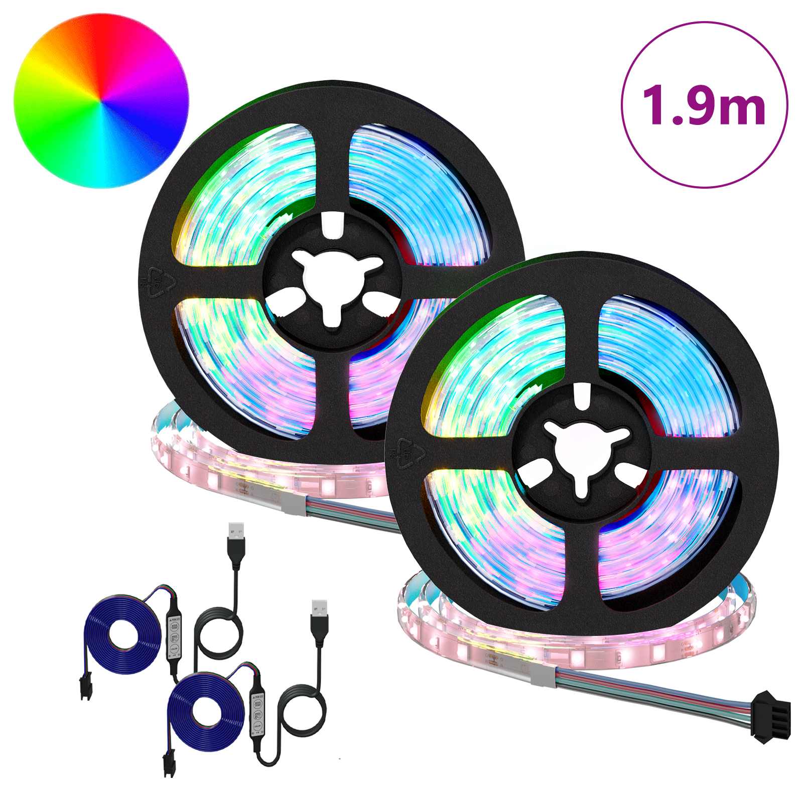 LED Band 2 Pcs Svart och Transparent 950 Mm Koppar och Plast