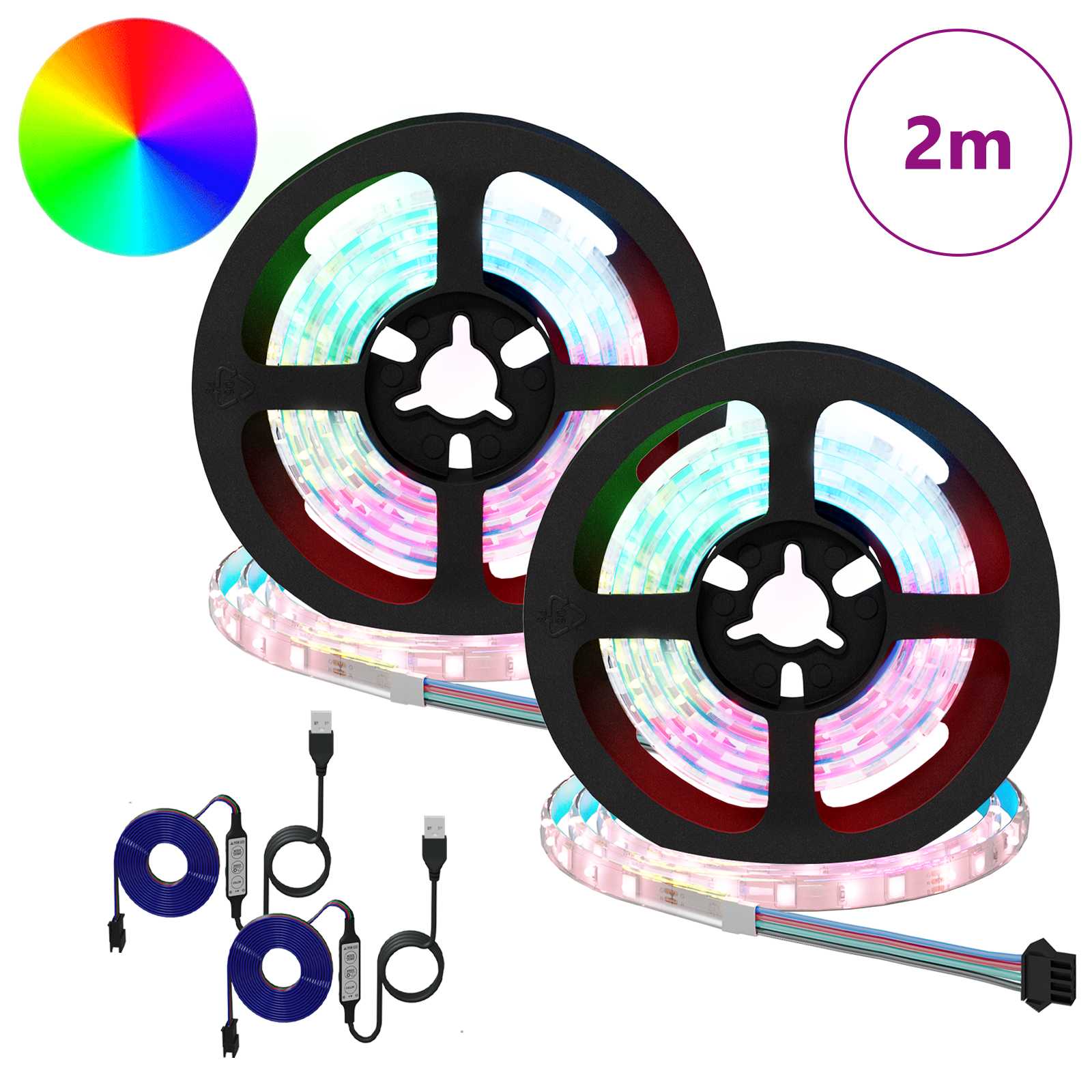 LED Band 2 Pcs Svart och Transparent 1000 Mm Koppar och Plast