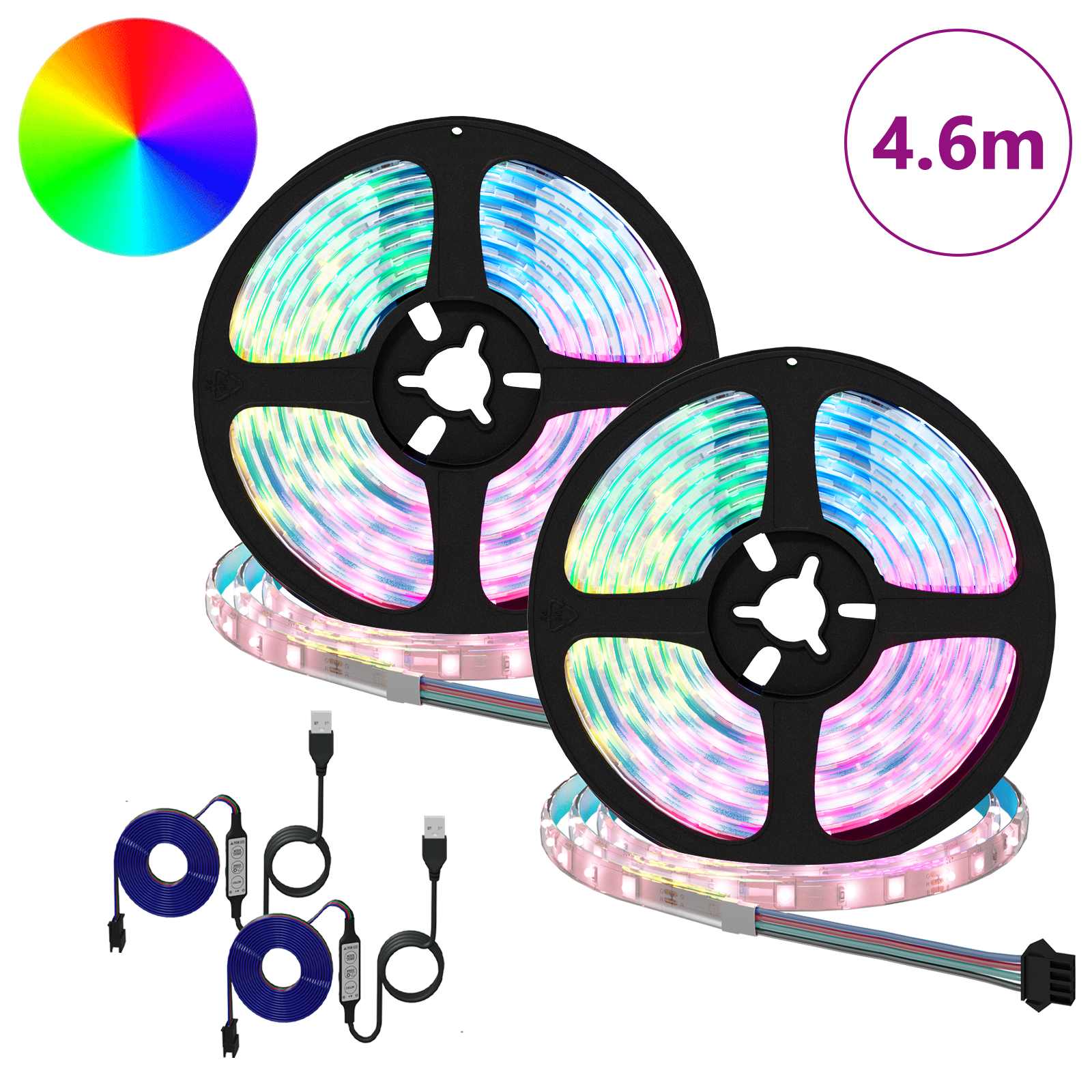 LED Band 2 Pcs Svart och Transparent 2300 Mm Koppar och Plast