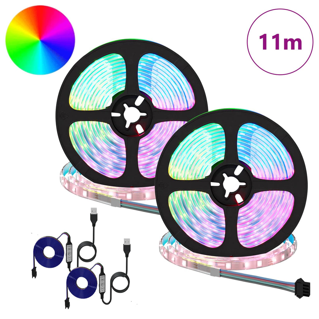 LED Band 2 Pcs Svart och Transparent 5500 Mm Koppar och Plast