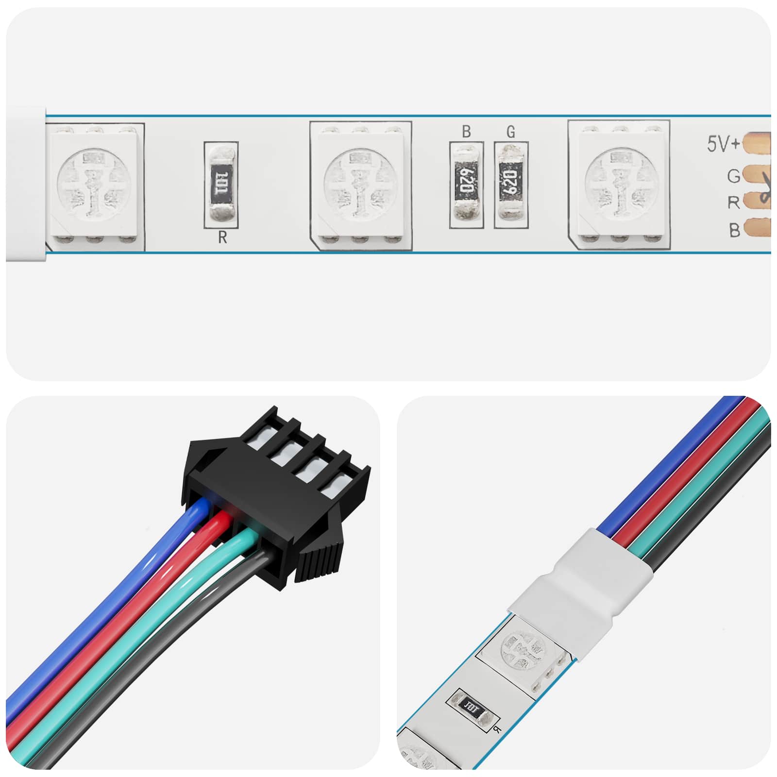 LED Band 2 Pcs Svart och Multicolor 1745 Mm Koppar och Plast