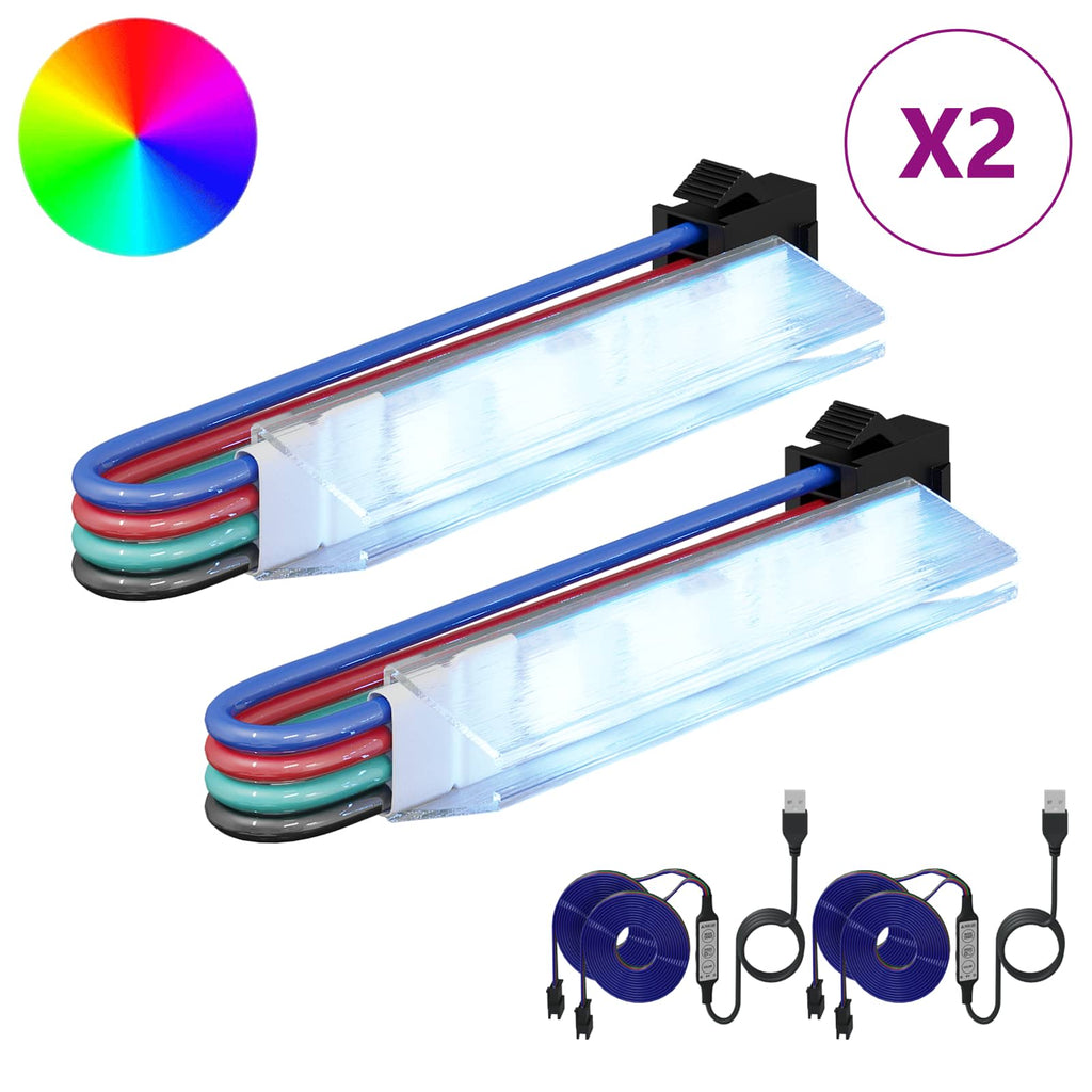 LED Band 2 Pcs Svart och Multicolor 1745 Mm Koppar och Plast