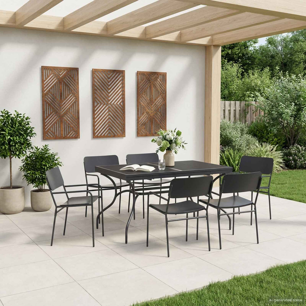 Trädgårdsmöbelset 7 Pcs Antracit Stål