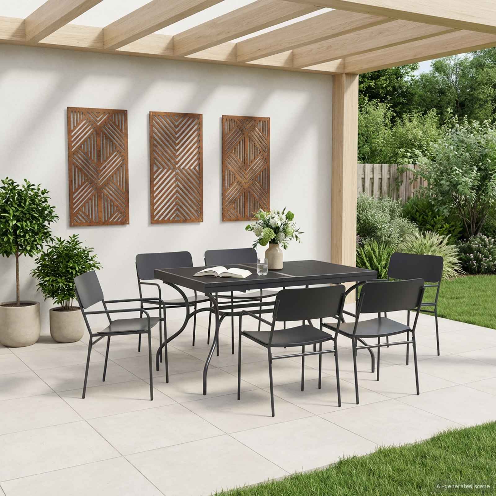 Trädgårdsmöbelset 7 Pcs Antracit Stål