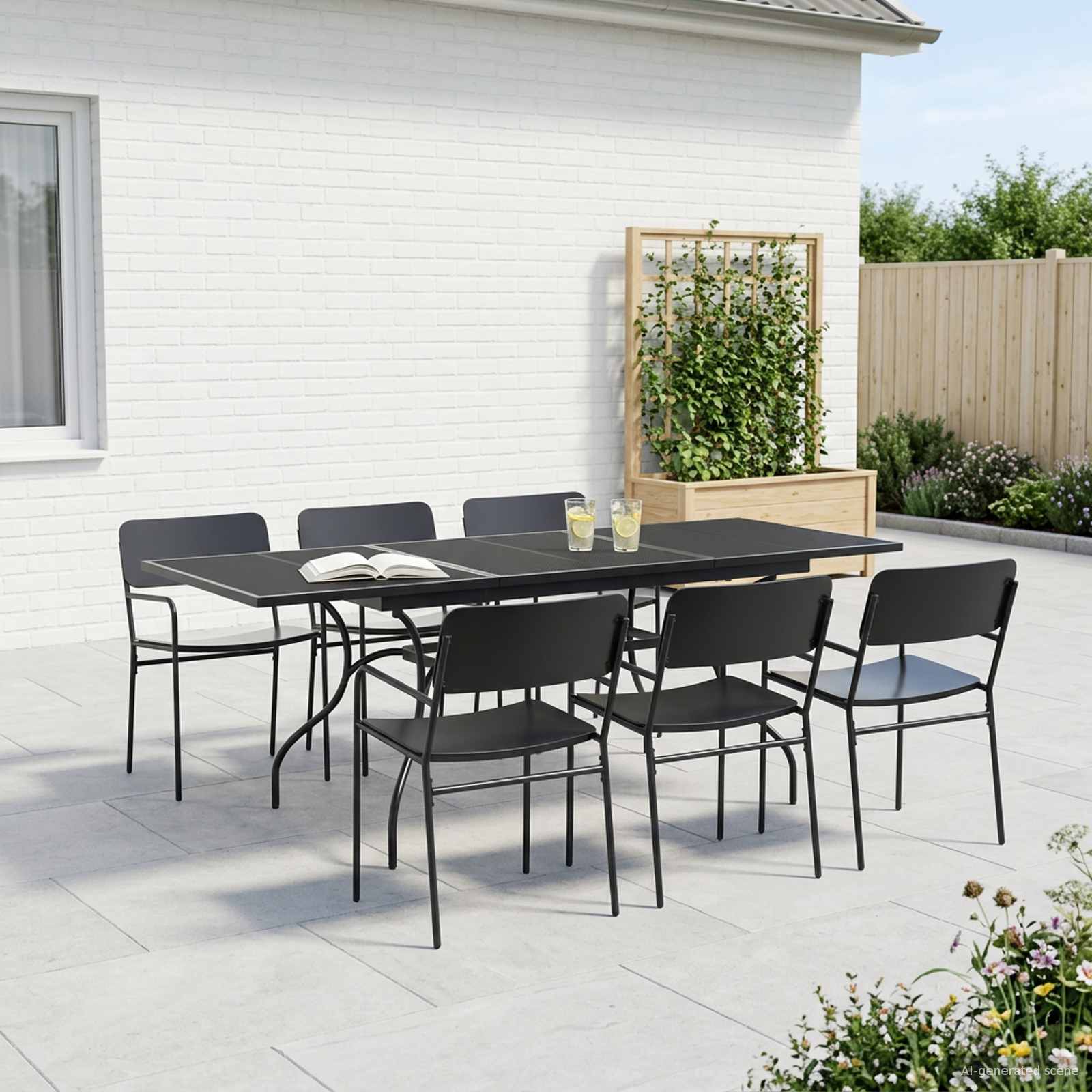 Trädgårdsmöbelset 7 Pcs Antracit Stål