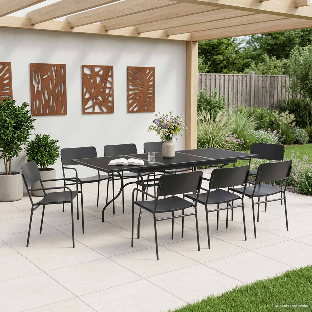 Trädgårdsmöbelset 7 Pcs Antracit Stål