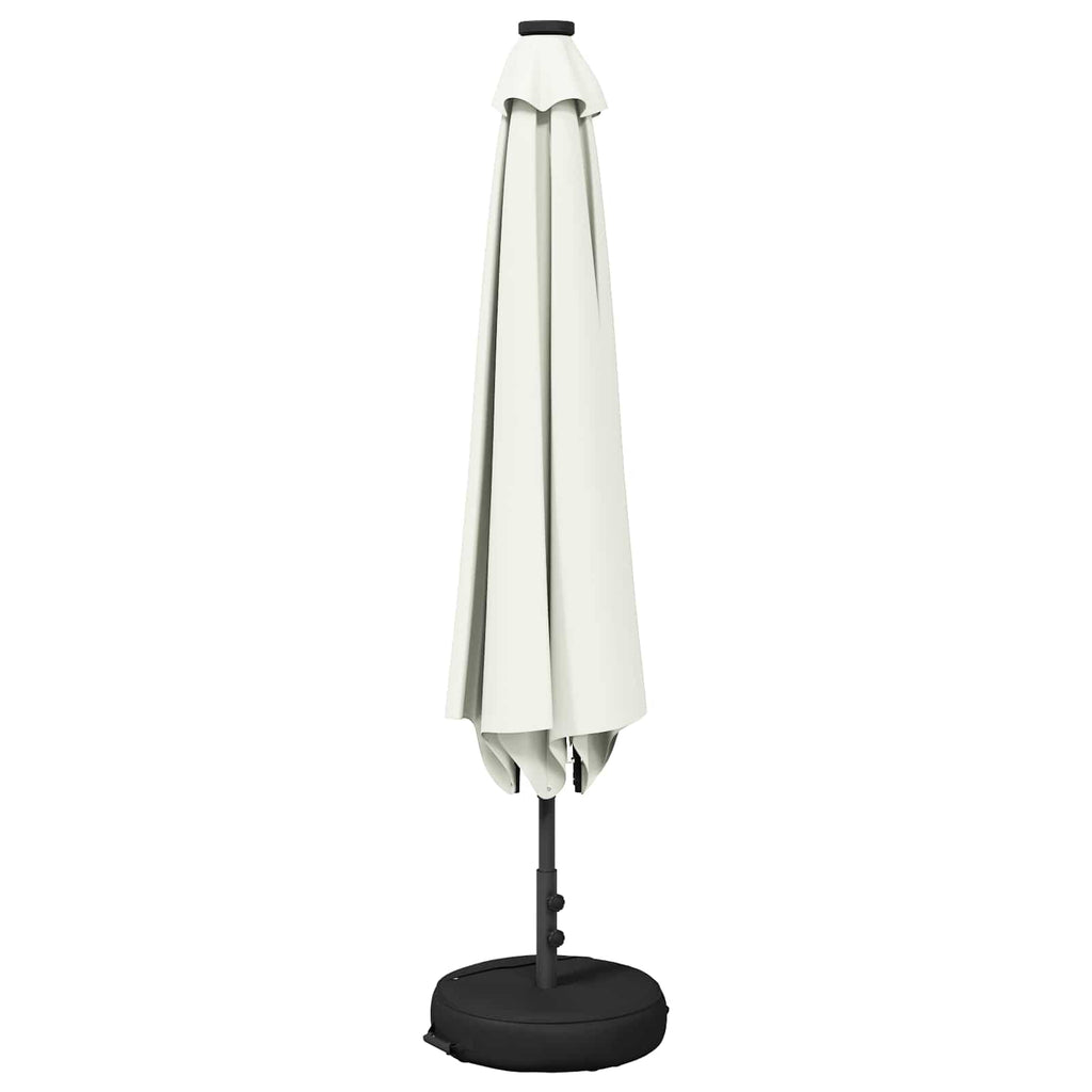 Trädgårdsparasol med LED-lampor och bas