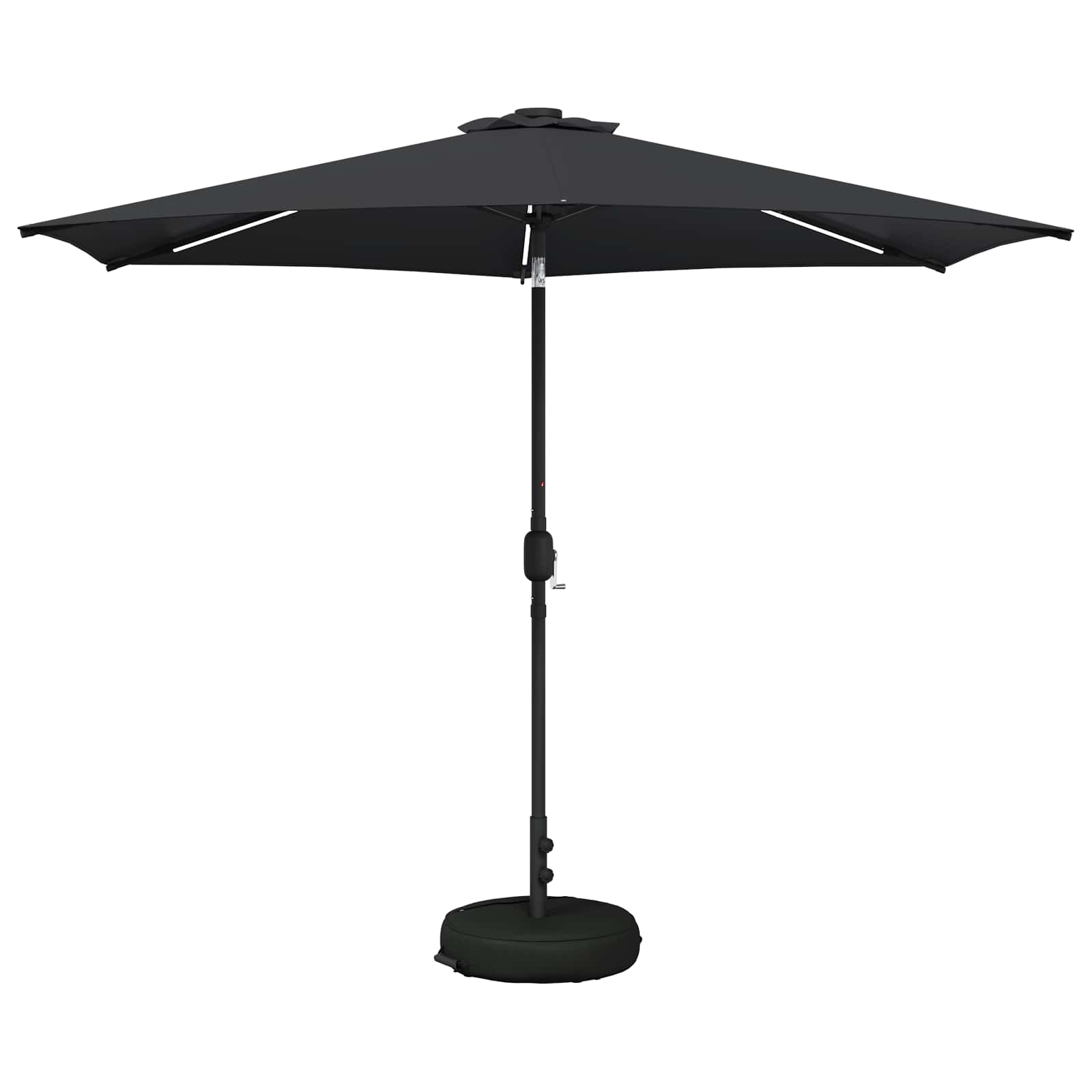 Trädgårdsparasol med LED-lampor och bas