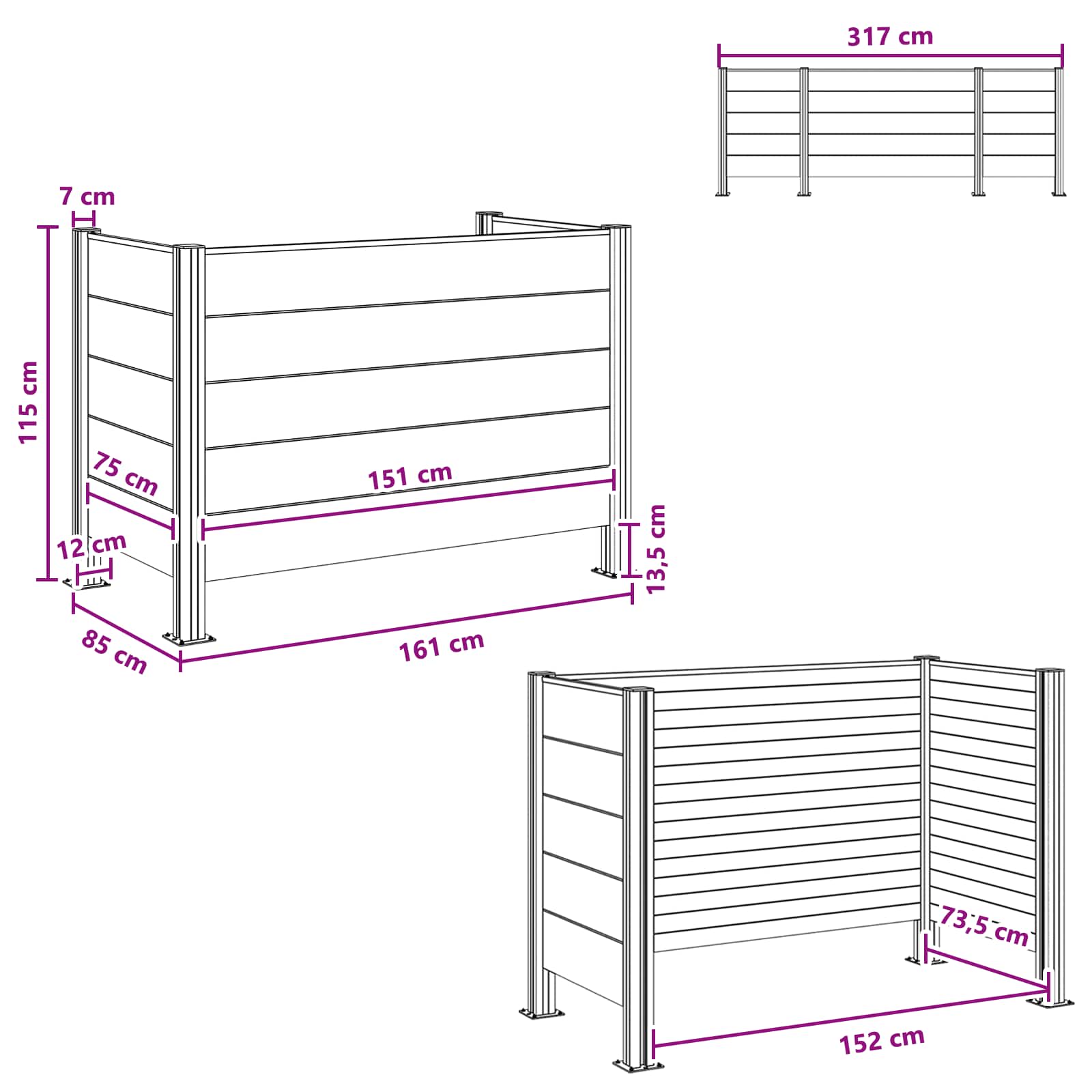 Skräpkorgstaket Aluminium och WPC