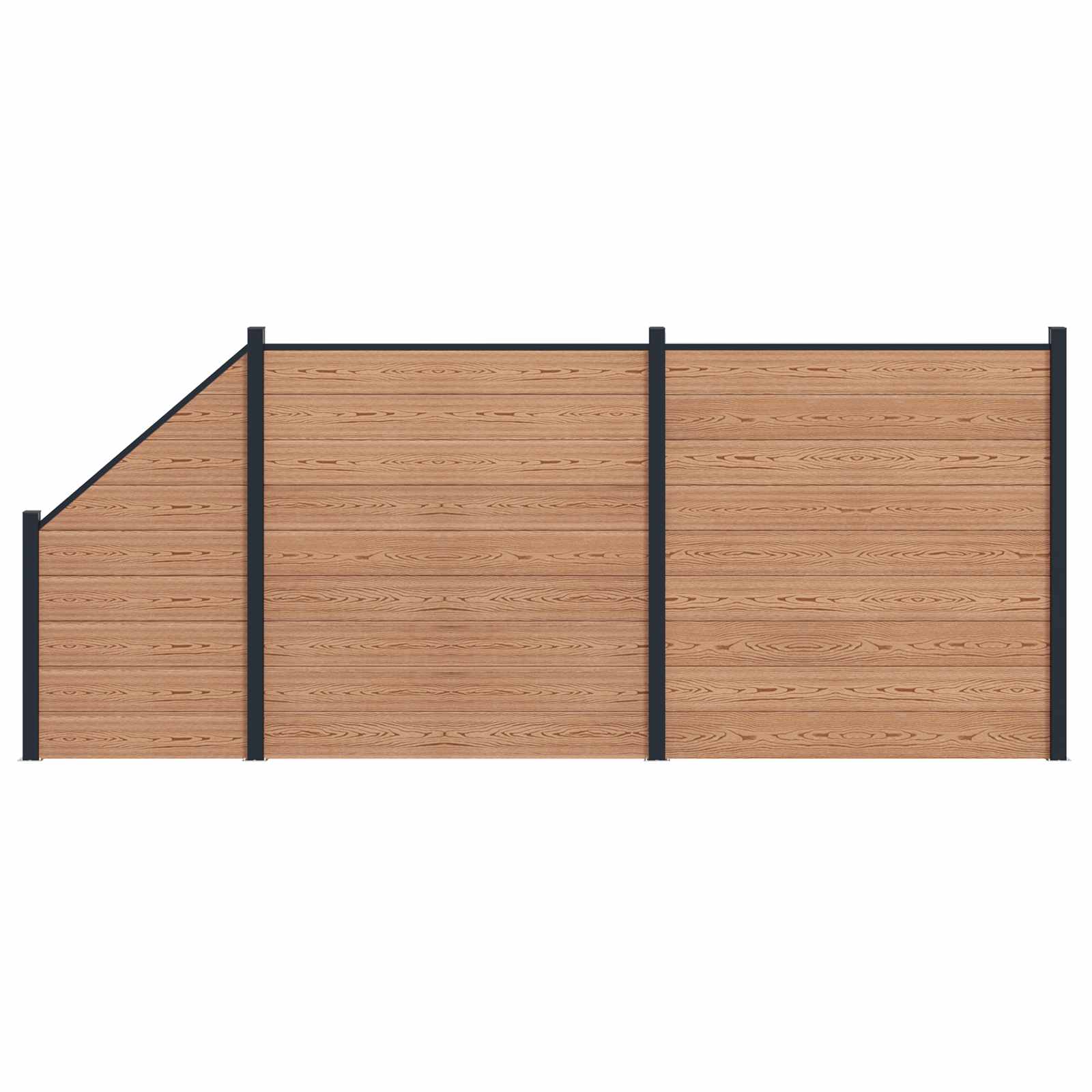Stängselset 3 Pcs WPC och Aluminium Brun