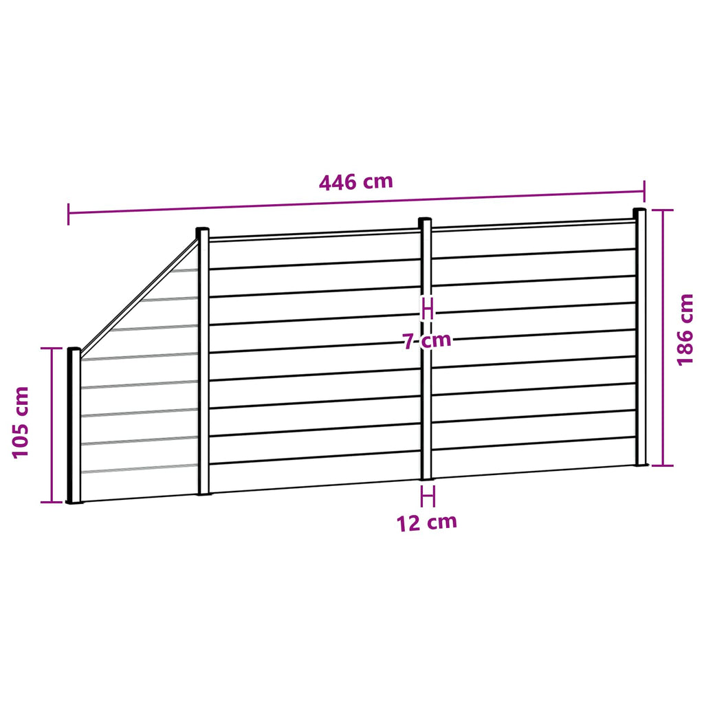 Stängselset 3 Pcs WPC och Aluminium Brun