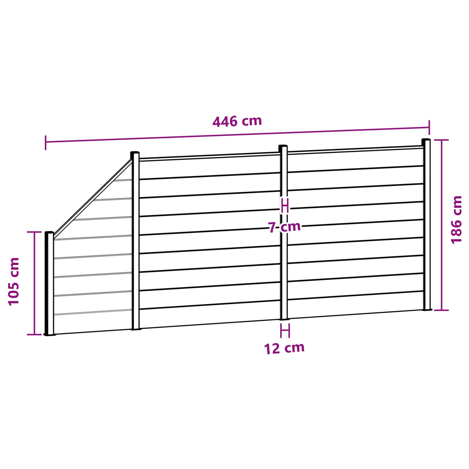 Stängselset 3 Pcs WPC och Aluminium Brun