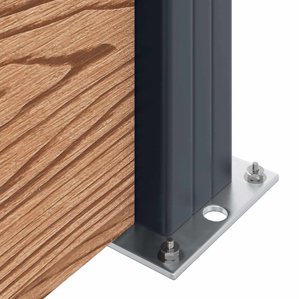 Stängselset 3 Pcs WPC och Aluminium Brun