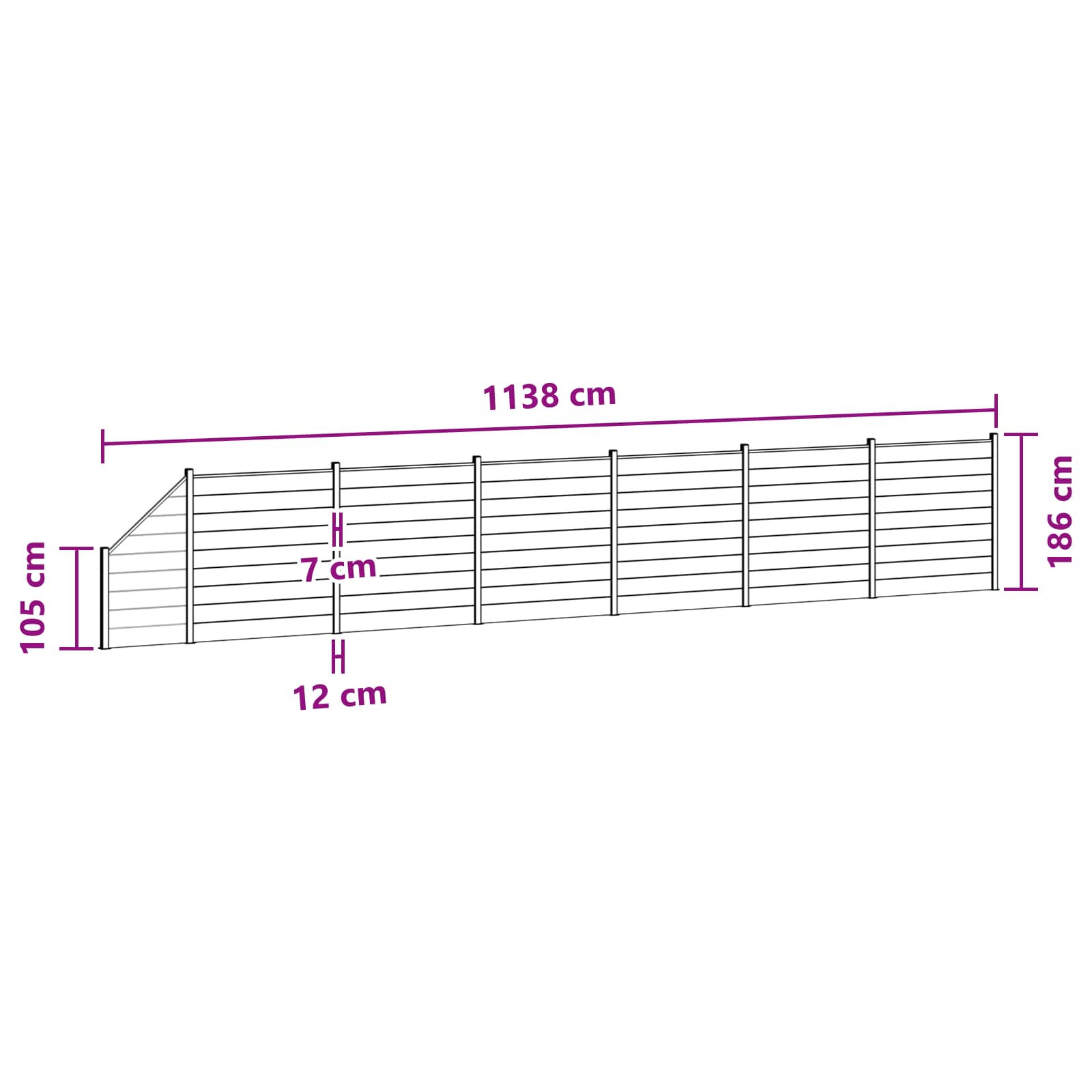 Stängselset 3 Pcs WPC och Aluminium Brun
