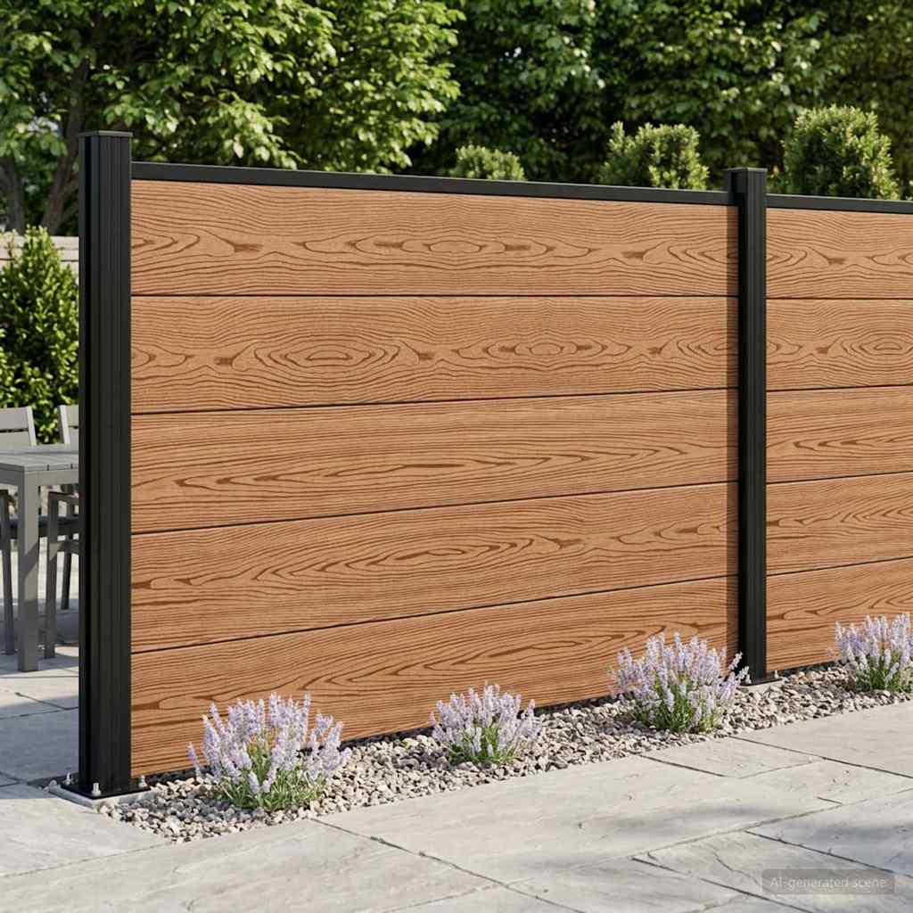 Stängselpanel 2 Pcs WPC och Aluminium Brun