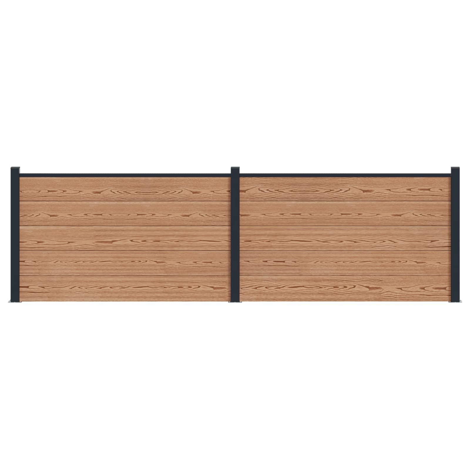 Stängselpanel 2 Pcs WPC och Aluminium Brun