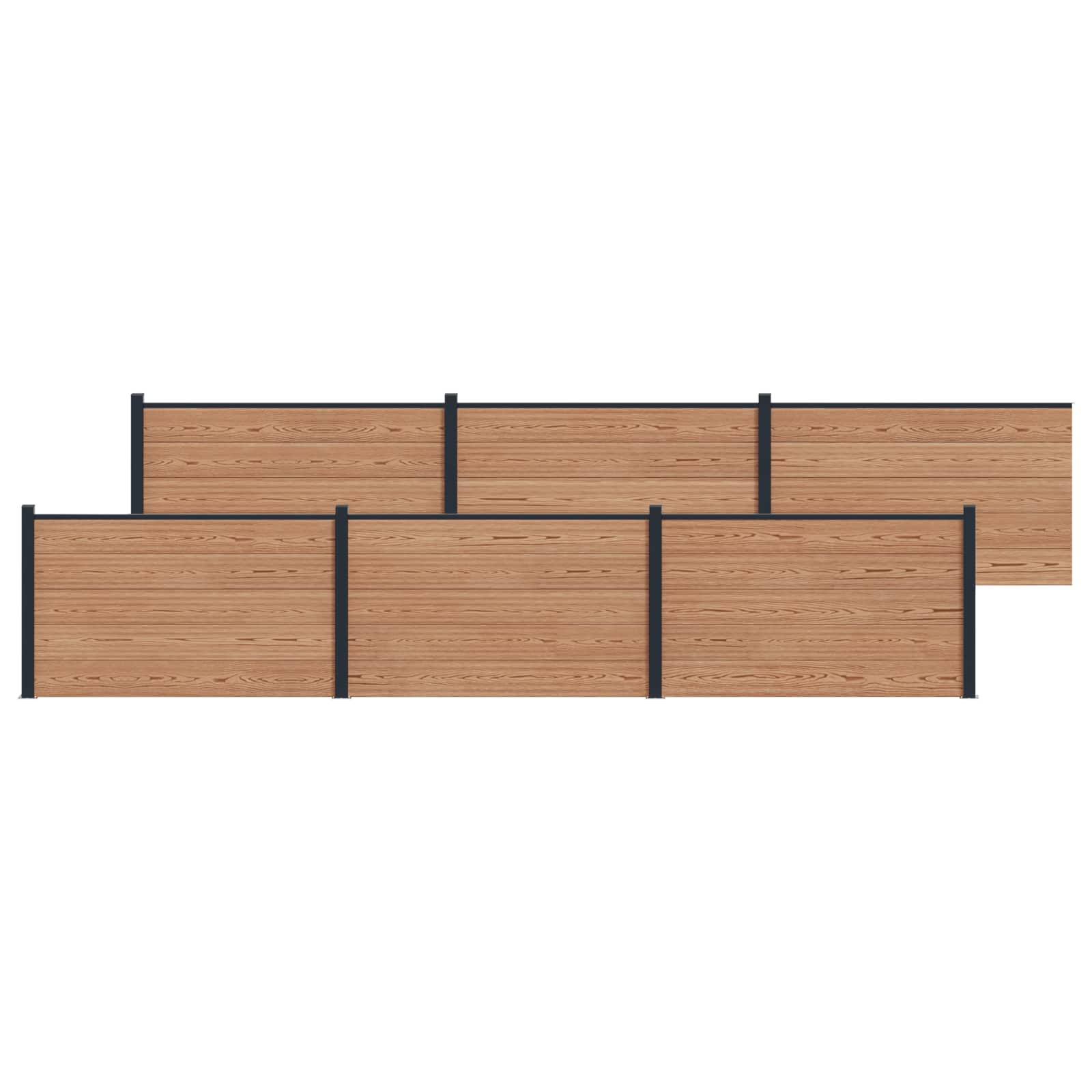 Stängselpanel 2 Pcs WPC och Aluminium Brun