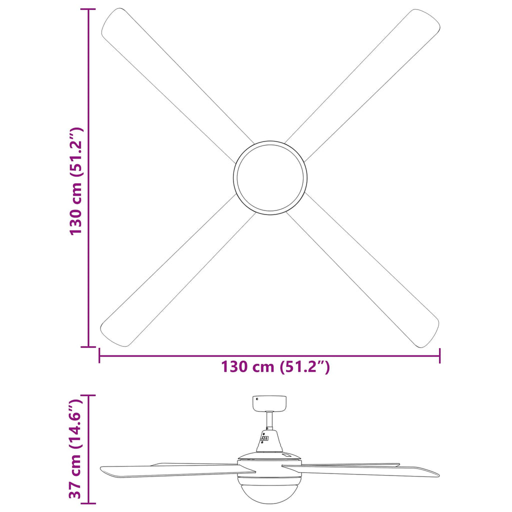Takfläkt med fjärrkontroll Ø 130 cm