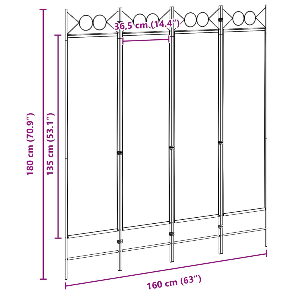 4-panelig rumsavskiljare