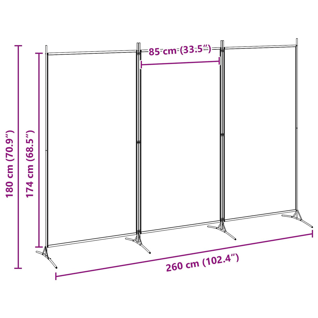 3-panelers rumsavdelare