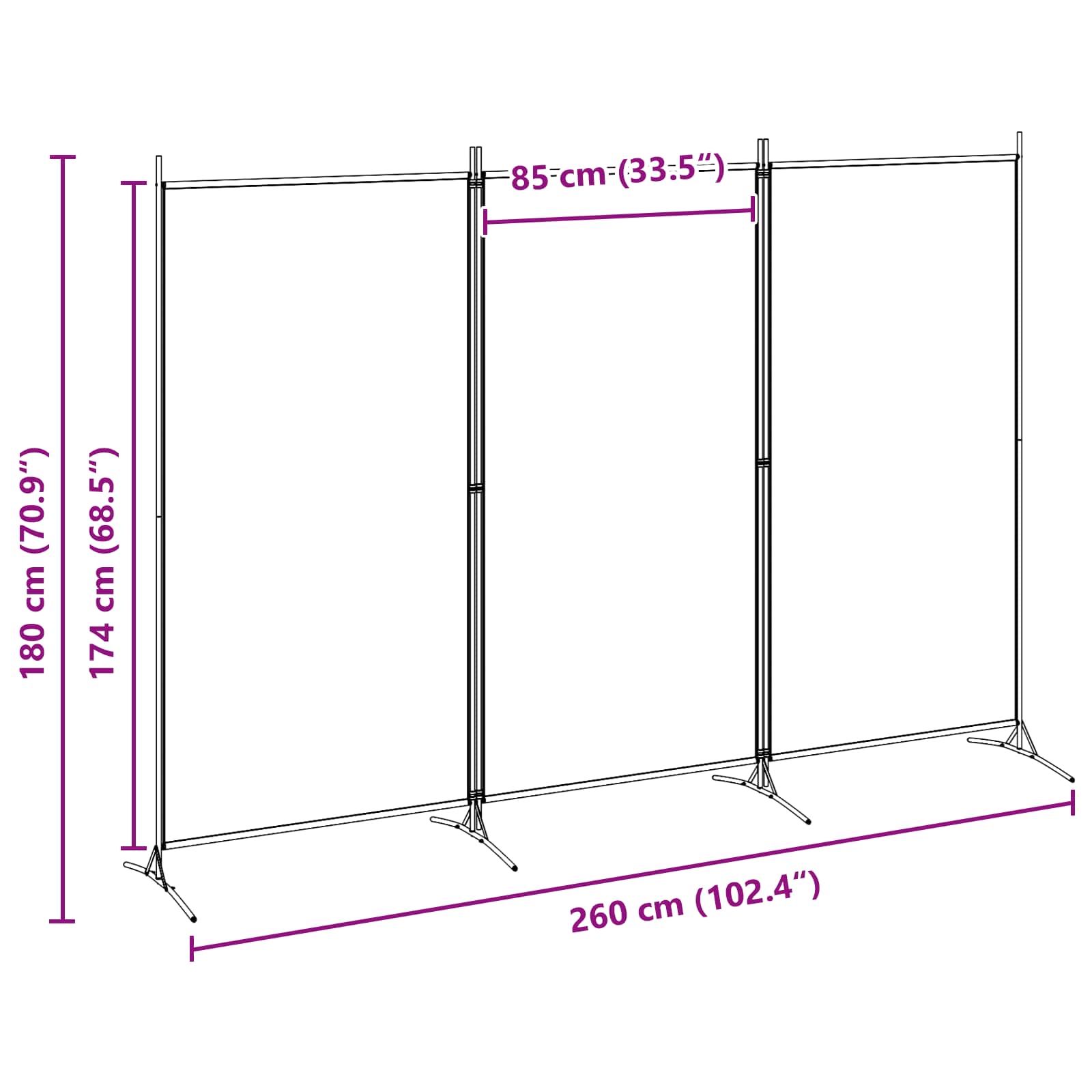 3-panelers rumsavdelare