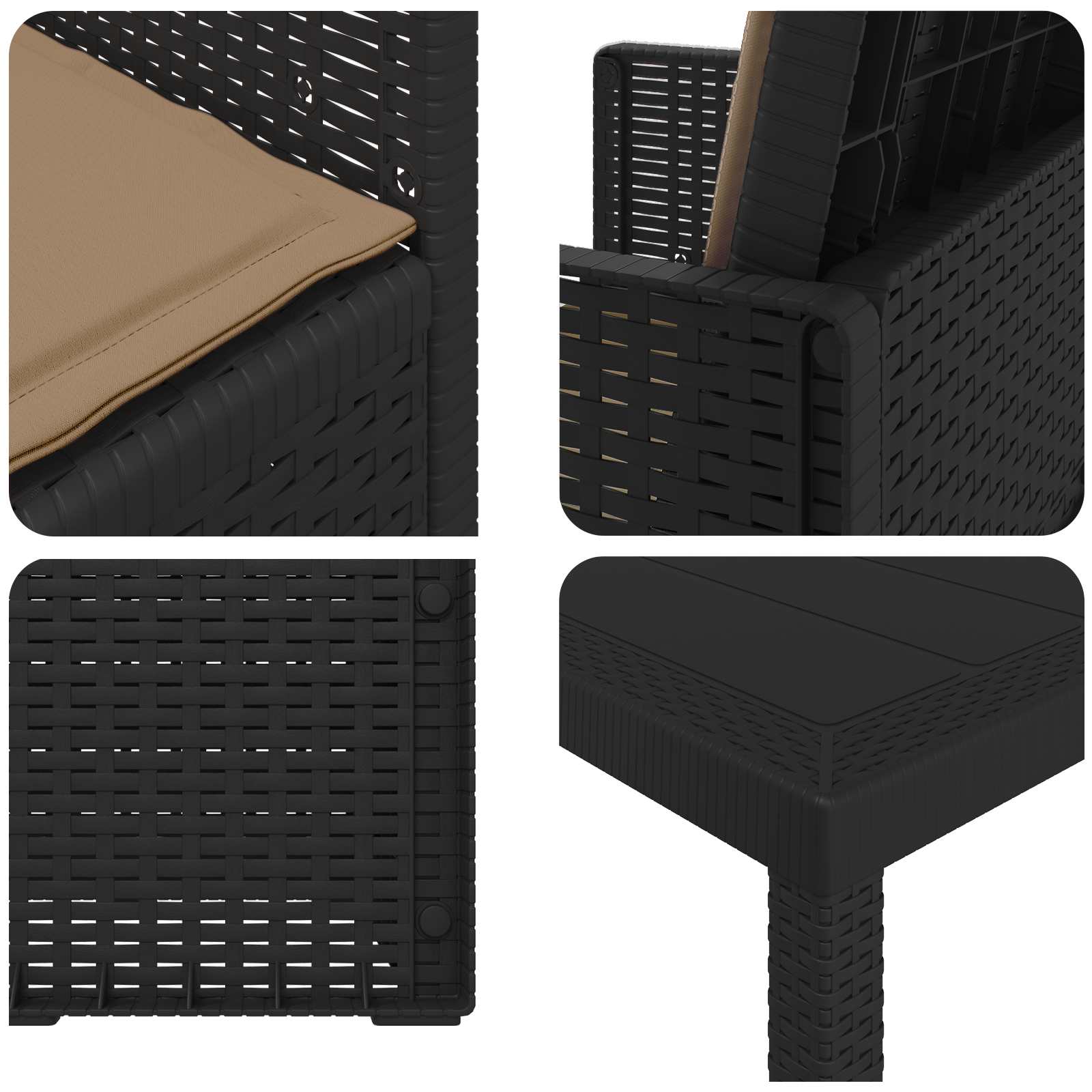 Trädgårdsmöbelset med Kudde 3 Pcs och Taupe PP