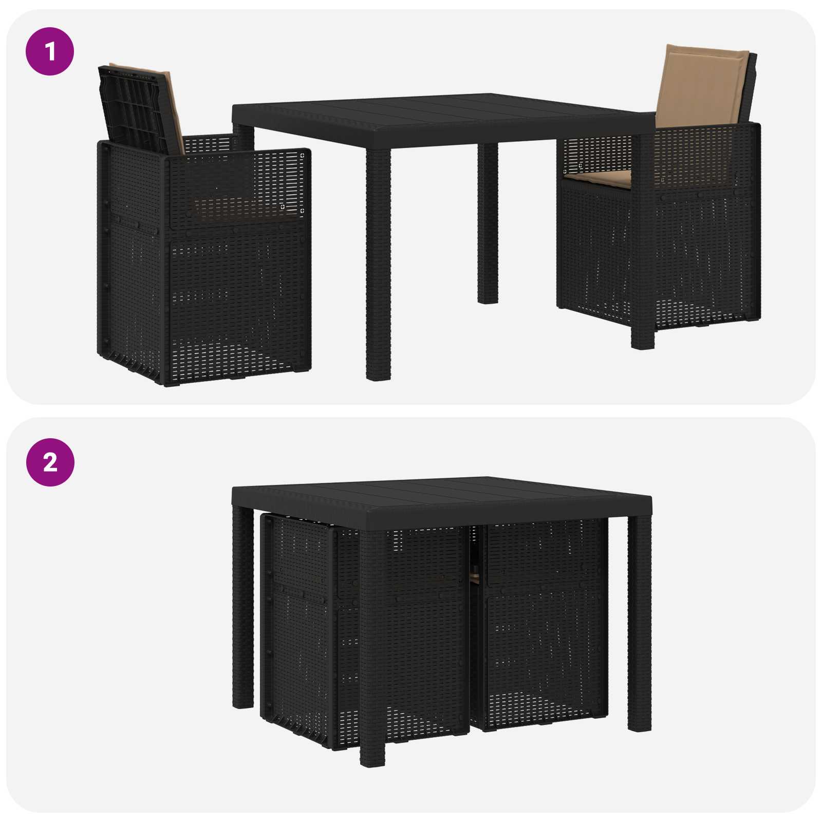 Trädgårdsmöbelset med Kudde 3 Pcs och Taupe PP