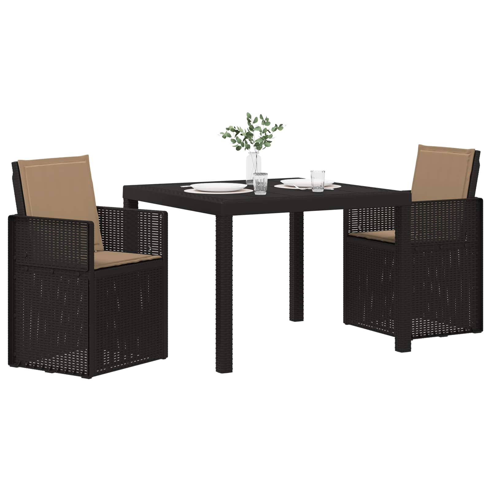 Trädgårdsmöbelset med Kudde 3 Pcs och Taupe PP
