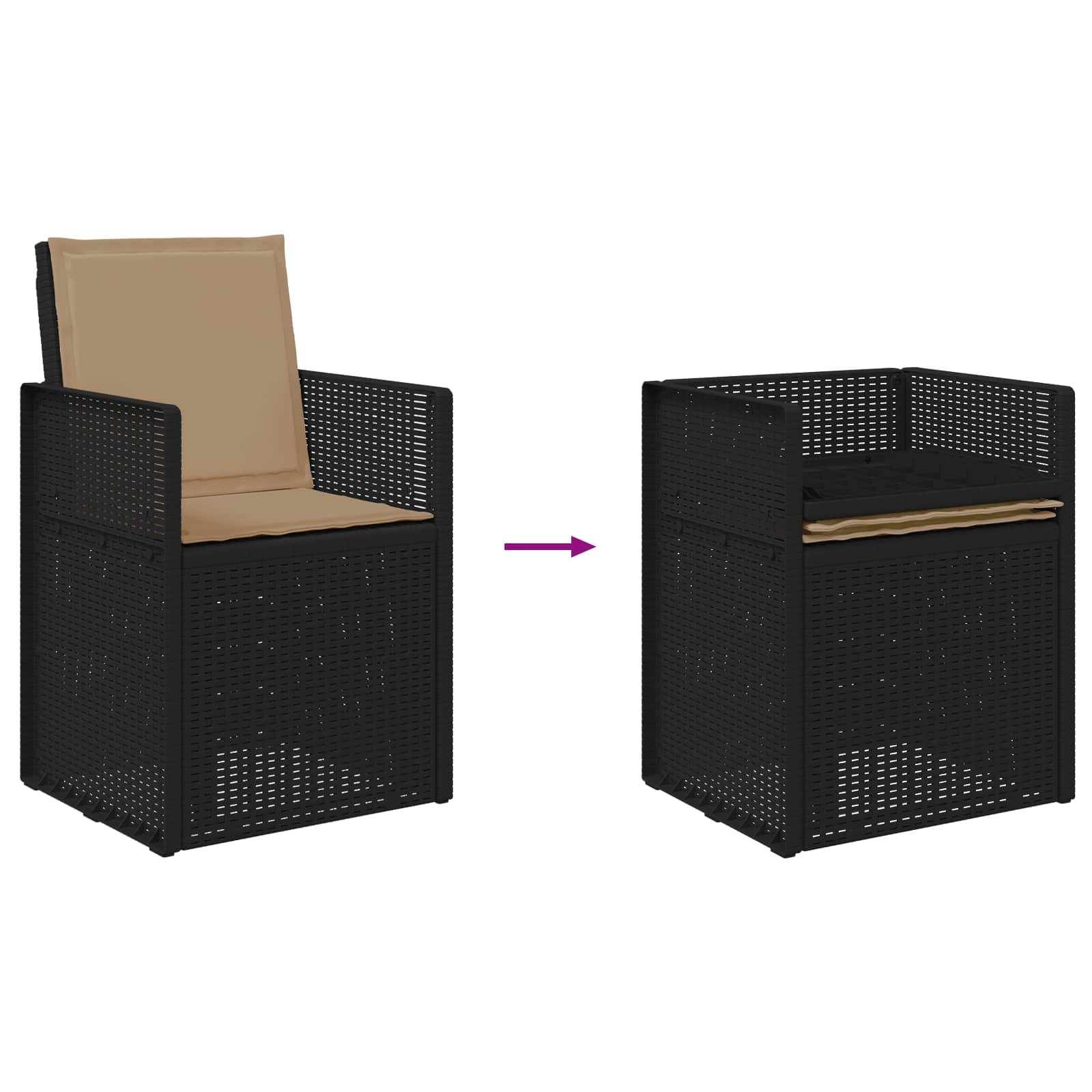 Trädgårdsmöbelset med Kudde 3 Pcs och Taupe PP
